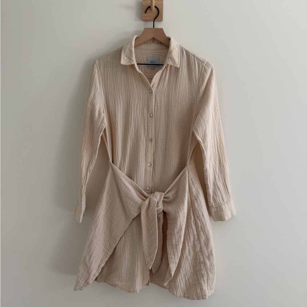 Rails Cream Button-Front Tie-Waist Tunic